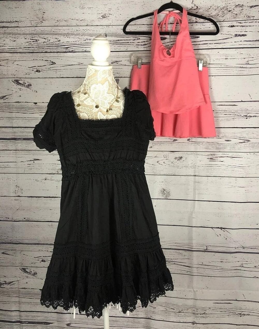 Victoria's Secret black crochet dress & swim  two piece bundle size XS